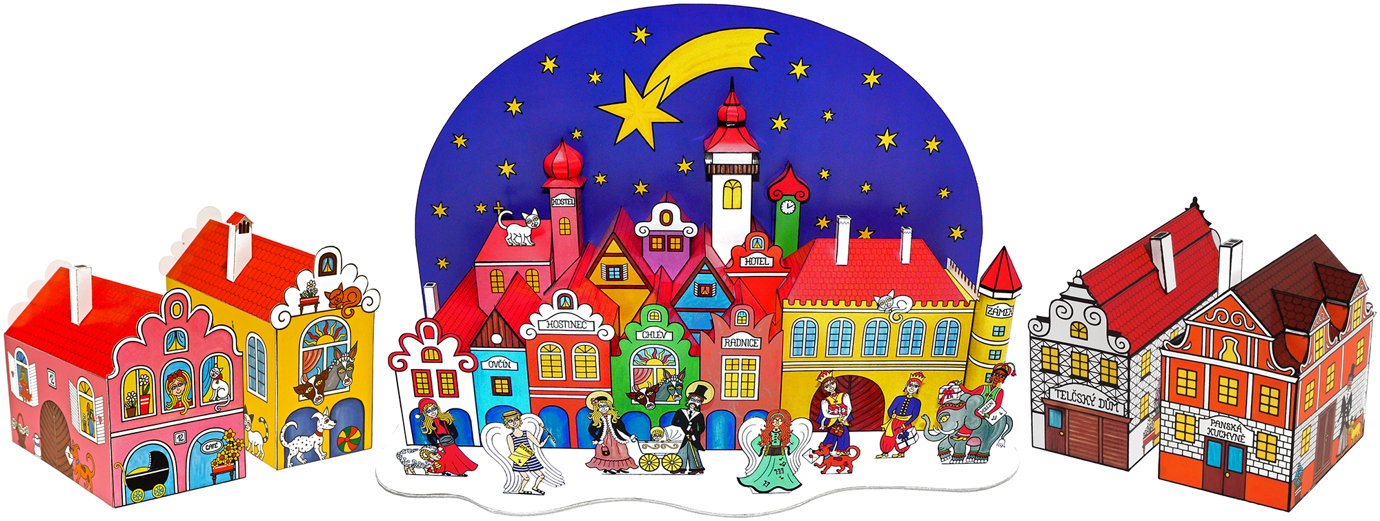 Vystřihovánky Betlému a domečků