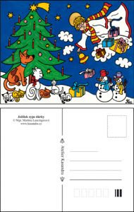 Pohlednice-Ježíšek sype dárky.png