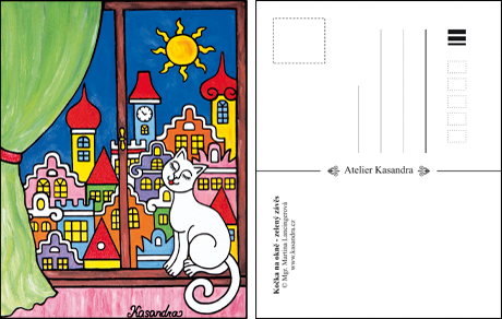 Pohlednice-Kočka na okně-zelený závěs.png